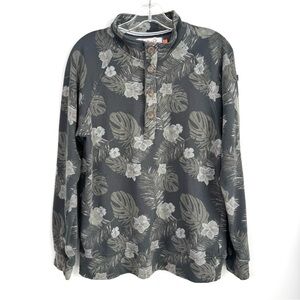 Hawke & Co Men’s Tropical Print Pullover Hawaiian Shirt Mock Turtleneck Size Sm